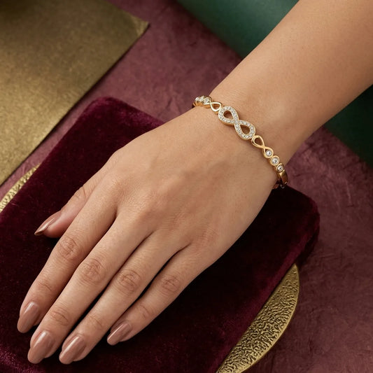Gold Alloy Crystal Embellished Slim Bangle Bracelet