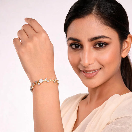 Gold Alloy Crystal Vine Bracelet For Women