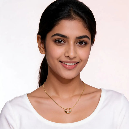 Gold Alloy Minimalist Horseshoe Pendant Necklace